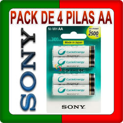 Blister con 4 pilas recargables AA