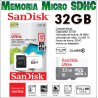 Memoria micro SDHC Sandisk 32GB clase 10