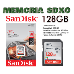 Memoria SDXC Sandisk 128GB clase 10