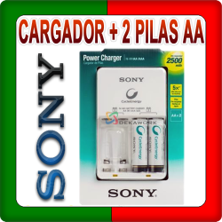 Kit cargador con 2 pilas recargables AA