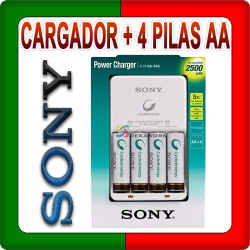 Kit cargador con 4 pilas recargables AA