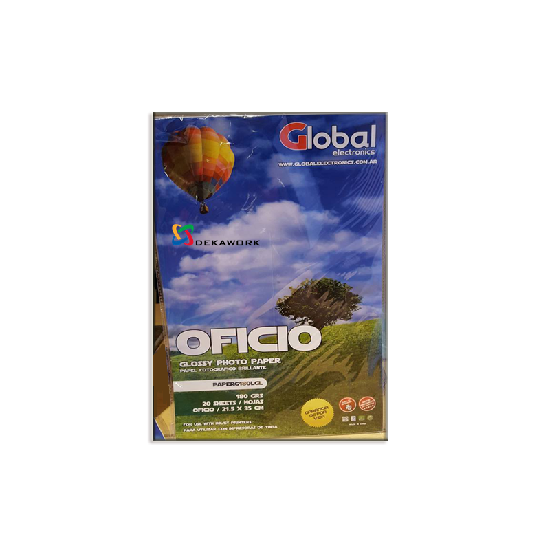 Resma de papel oficio foto glossy brillante x 20h 180gr