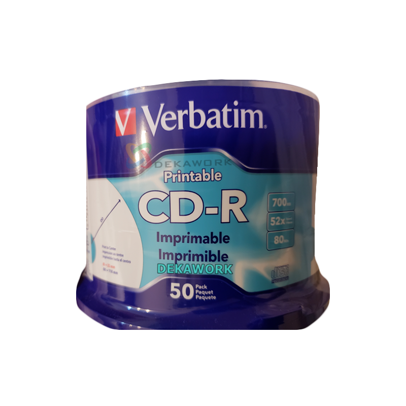 CD-R 52x 700mb 80 Min X 50 unid imprimible