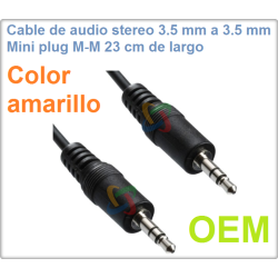 Cable de audio estereo plugin macho 3.5 a macho 3.5 , 23cm largo