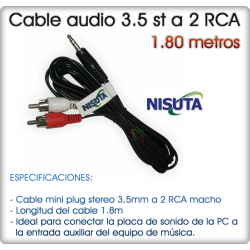 Cable audio 3.5 st a 2 RCA Nisuta