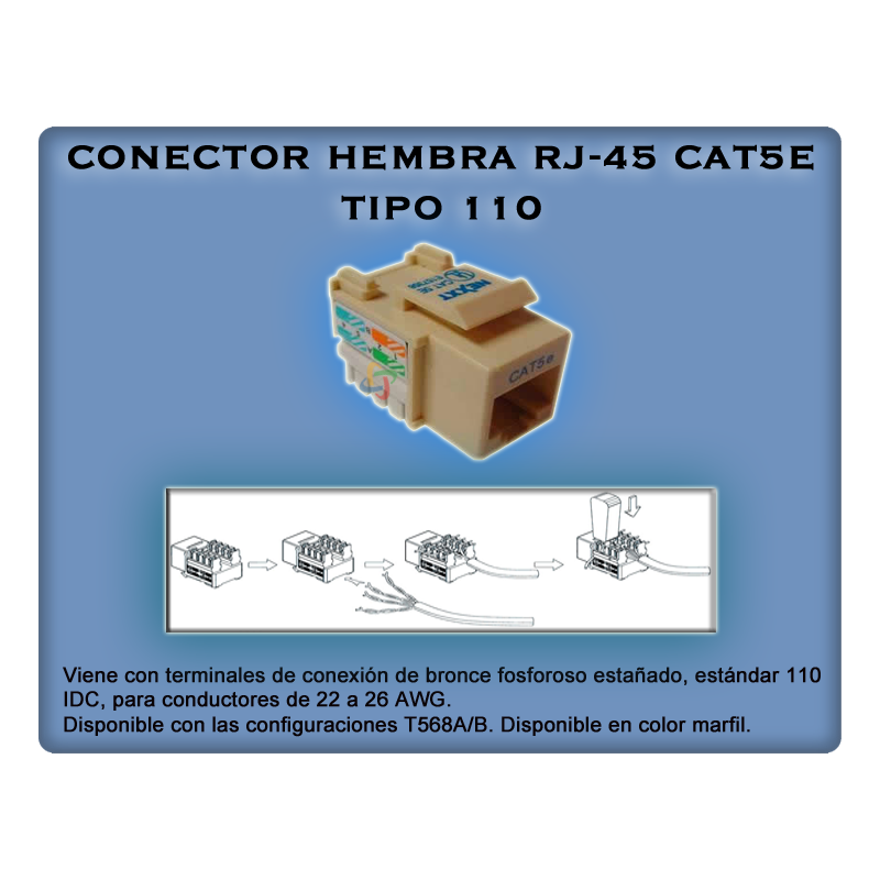 CONECTOR HEMBRA RJ-45 CAT5E TIPO 110 marfil