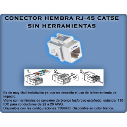 CONECTOR HEMBRA RJ-45 CAT5E blanco