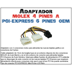 Cable adaptador Molex 4 Pines a PCI-Express - 6 Pines