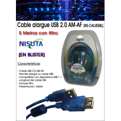 Cable alargue Nisuta NS-CALUS5BL