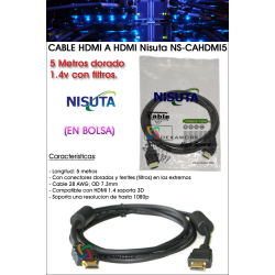 Cable HDMI a HDMI Nisuta ns-cahdmi5 5 metros