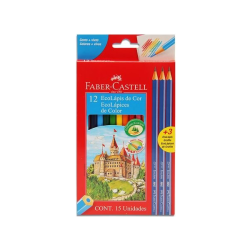 Lapices de colores Faber Castell x 12 + 3 lapices de regalo