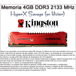 Memoria Kingston 4GB DDR3 2133MHz HyperX Savage RED en blister